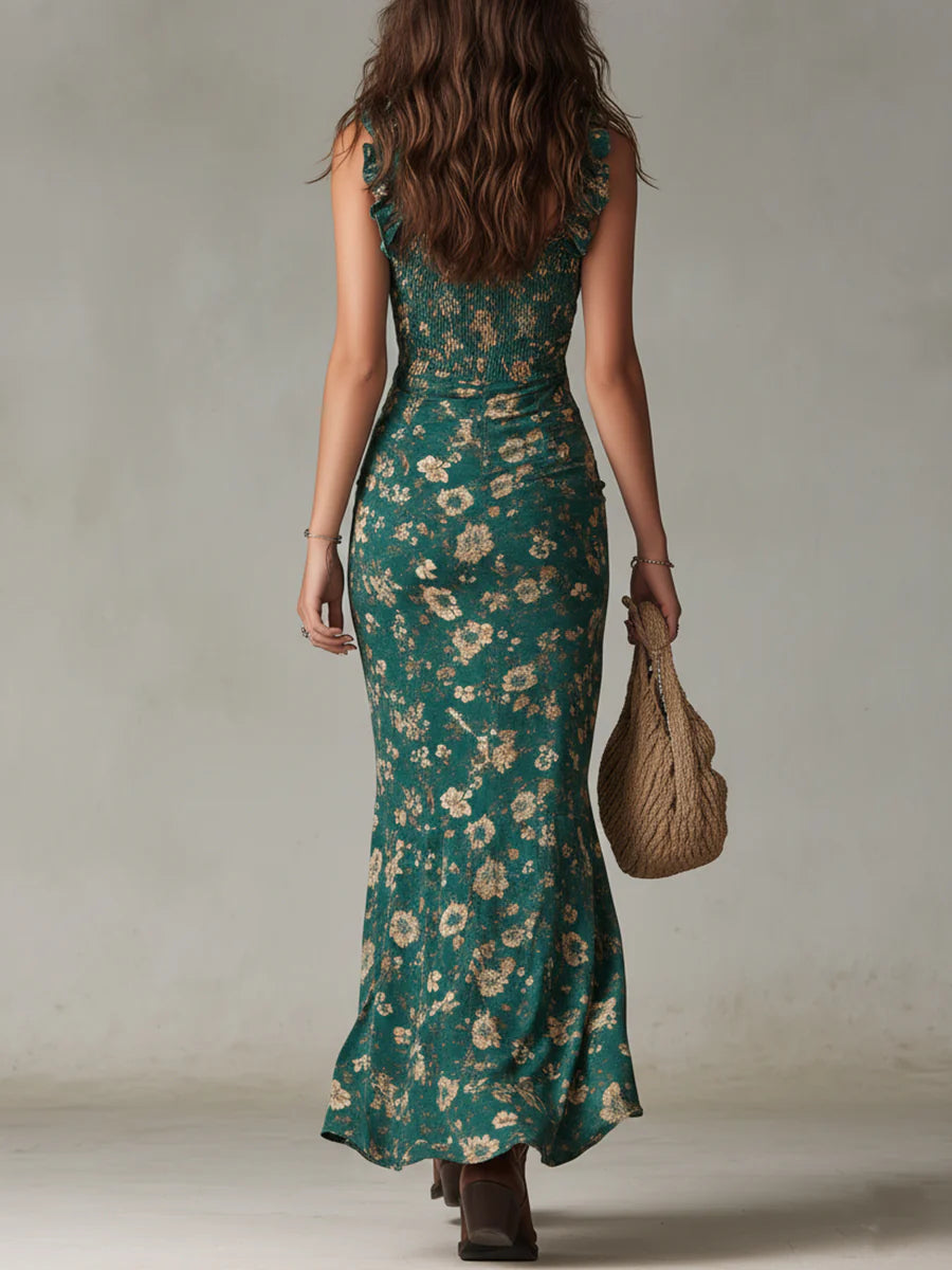 Matilda | Ruffled Sleeve Print Maxi Dress