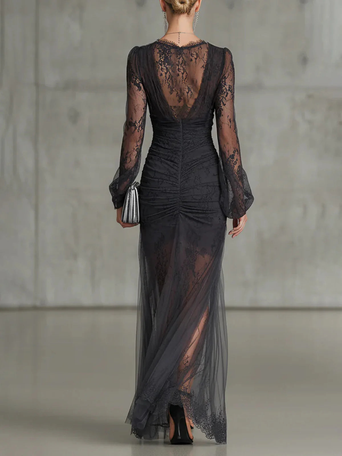 Harlow | Sheer Lace Slit Maxi Dress