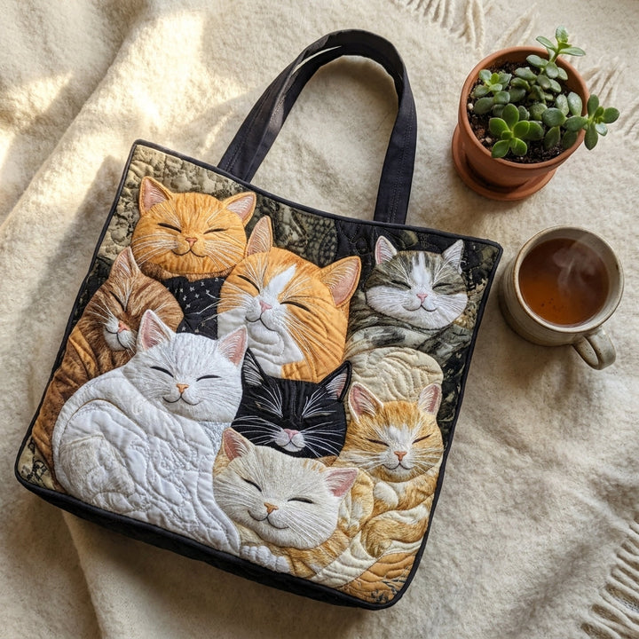 Artisanal Quilted Bag - Sleeping Kittens