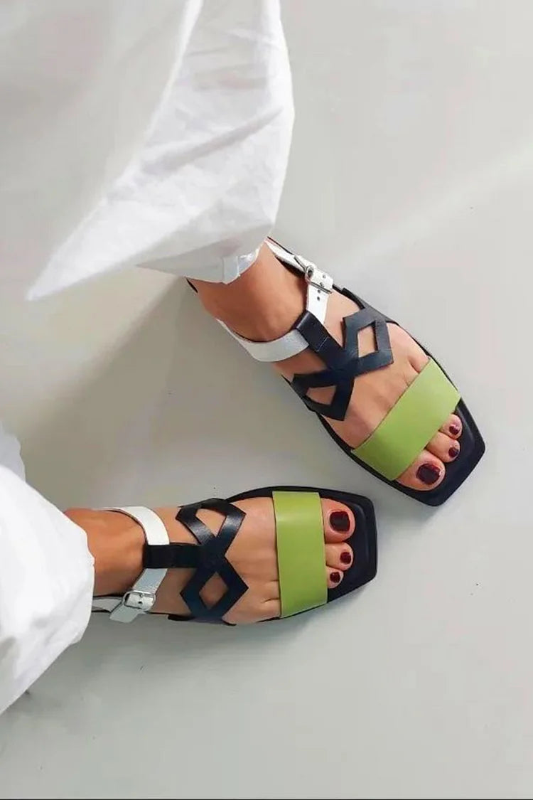 Imogen | Square-Toe Colour-Block Sandal