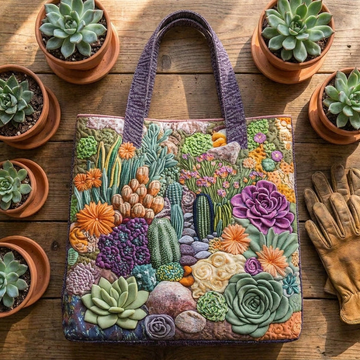 Artisanal Tote Bag - Succulent Garden