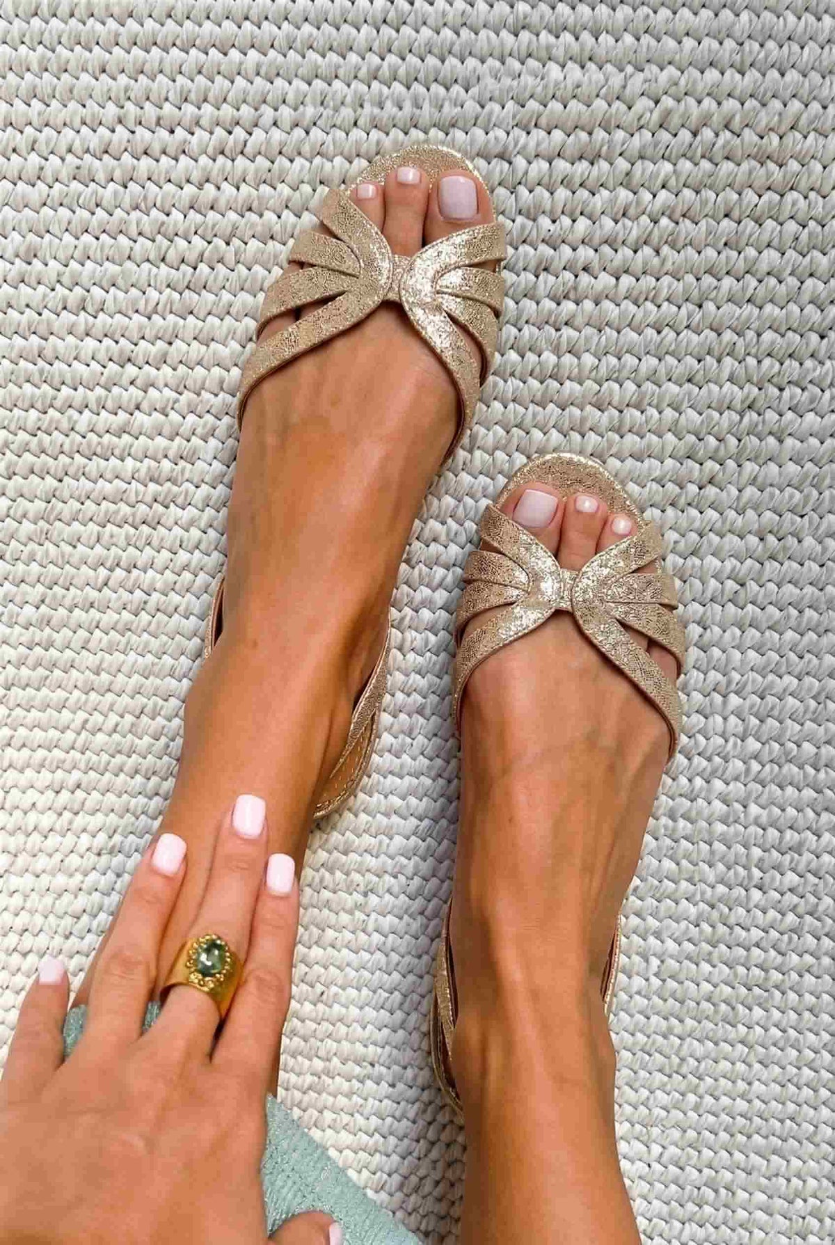 Tara | Metallic Strap Open-Toe Sandal
