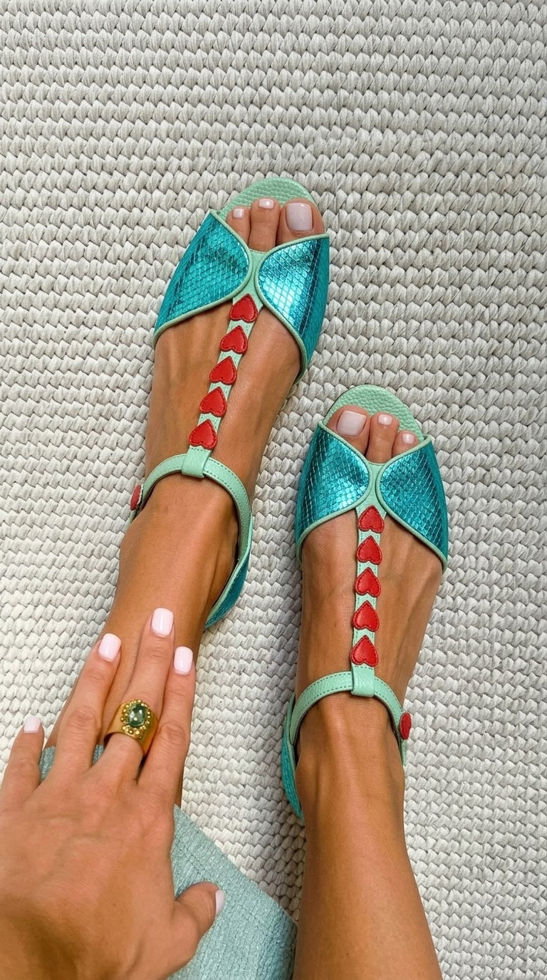 Chelsea | T-Strap Heart Detail Sandal