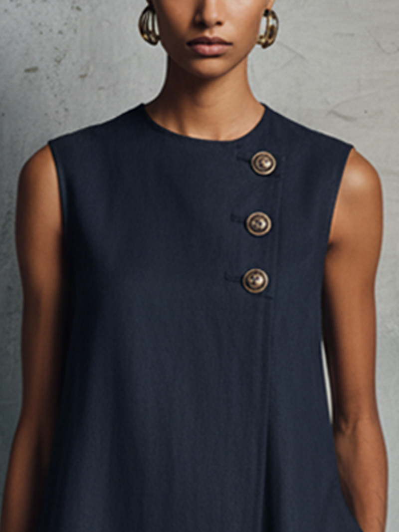 Henrietta | Asymmetric Button Mini Dress