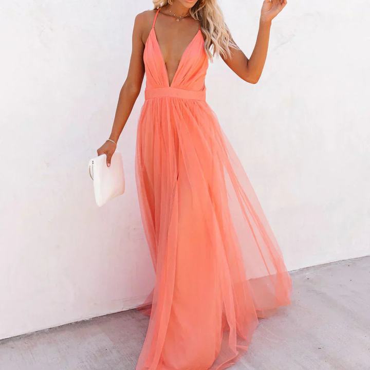 Ginevra | Coral Light Maxi Dress
