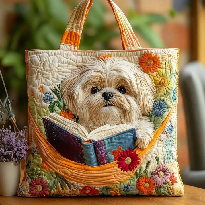 Artisanal Bag - Shih Tzu with Books and Flowers