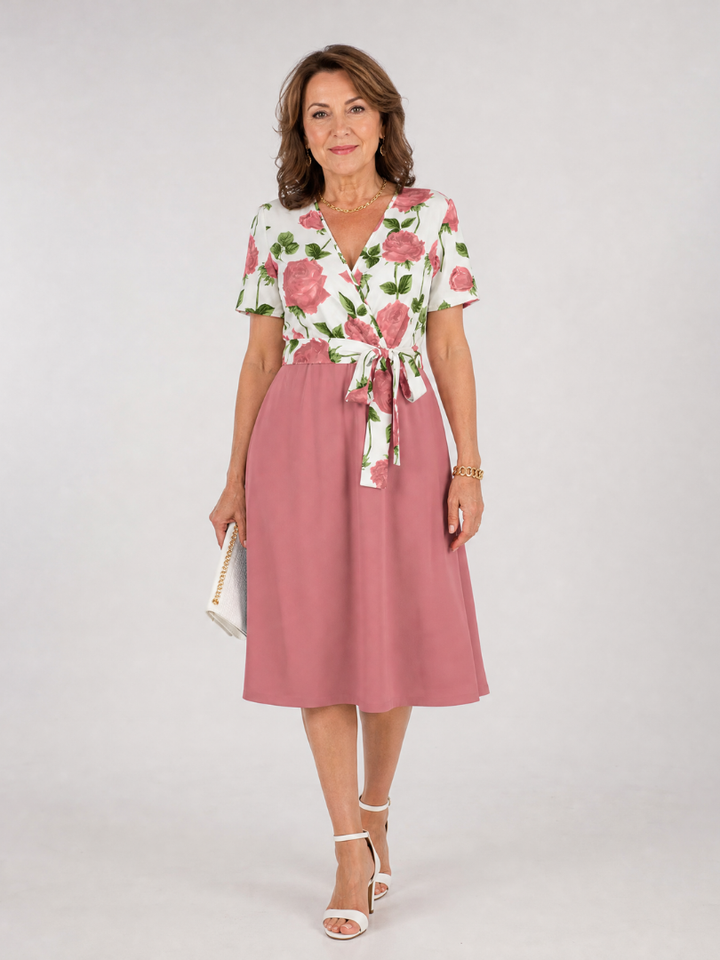 Admen | Floral Tie Waist Midi Dress