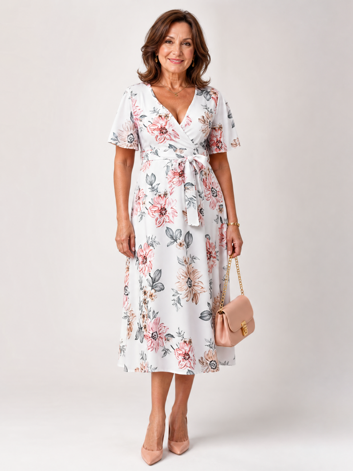 Meer | Floral Wrap Tie Midi Dress