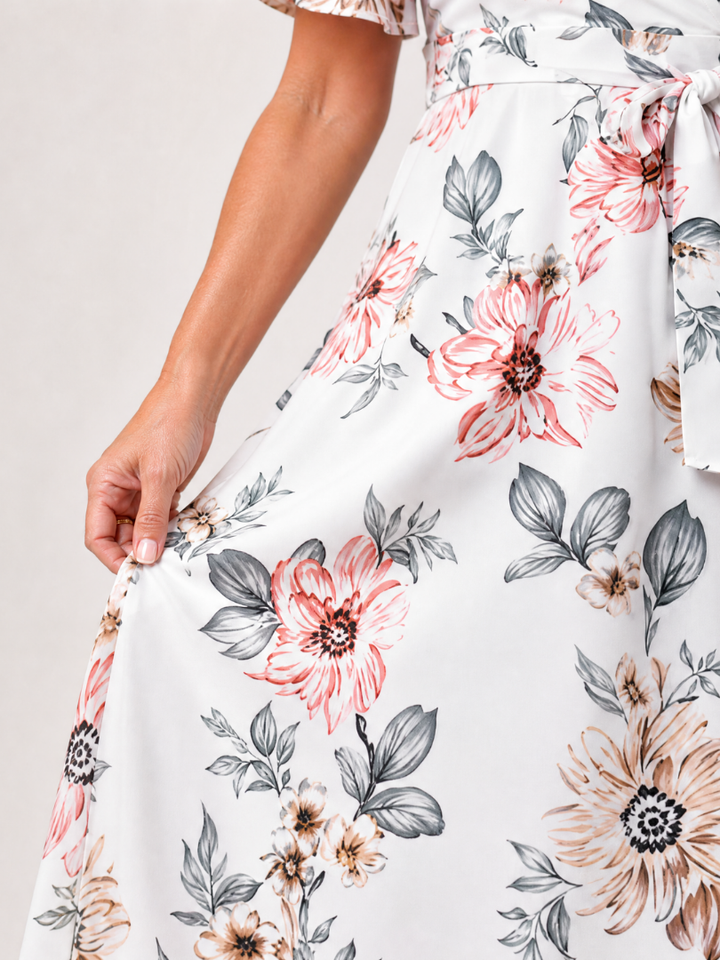 Meer | Floral Wrap Tie Midi Dress