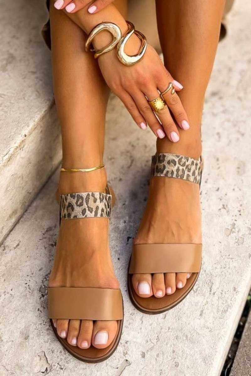 Leah | Leopard Print Strap Sandal
