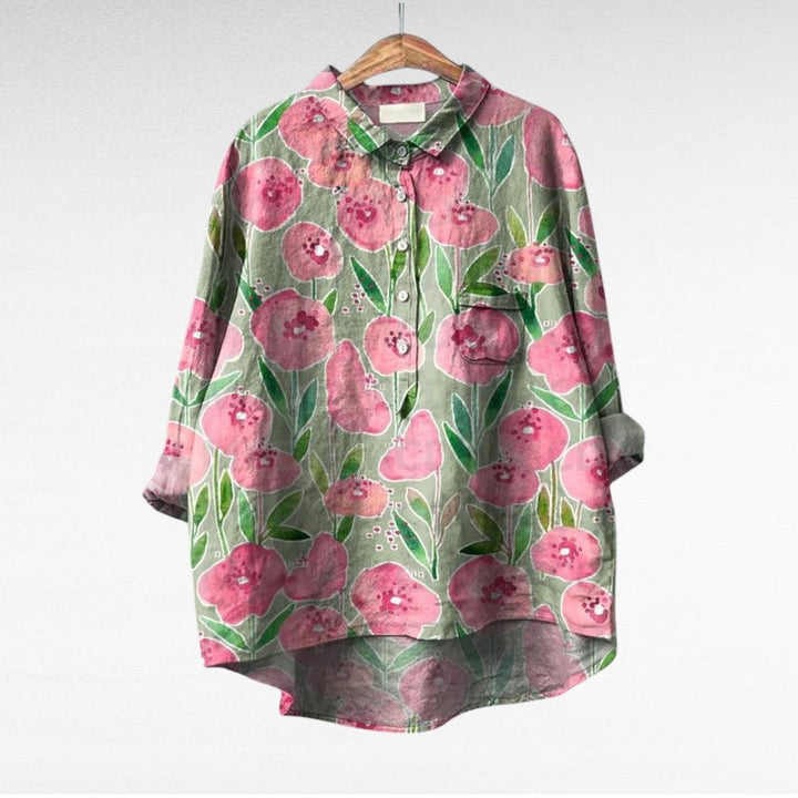 Yara - Elegant Linen Summer Blouse