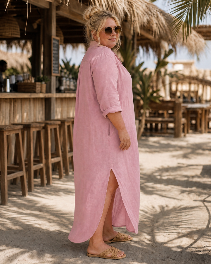 Vipro | Button Front Collared Relaxed Midi Dress