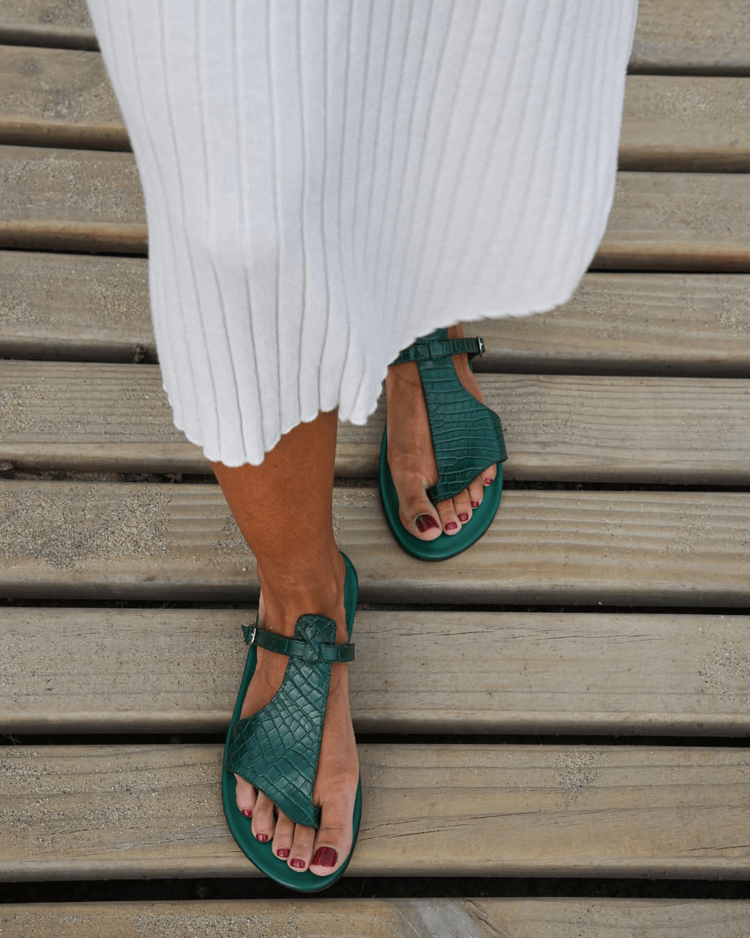 Mackenzie | Crocodile Print Buckle Sandal