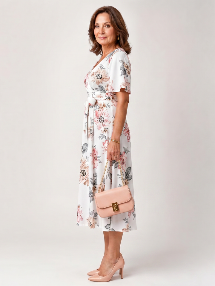 Meer | Floral Wrap Tie Midi Dress