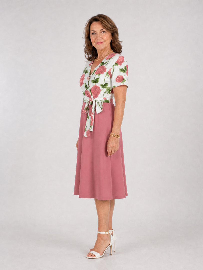 Admen | Floral Tie Waist Midi Dress