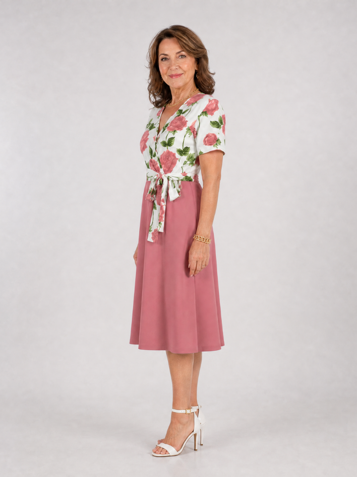 Admen | Floral Tie Waist Midi Dress