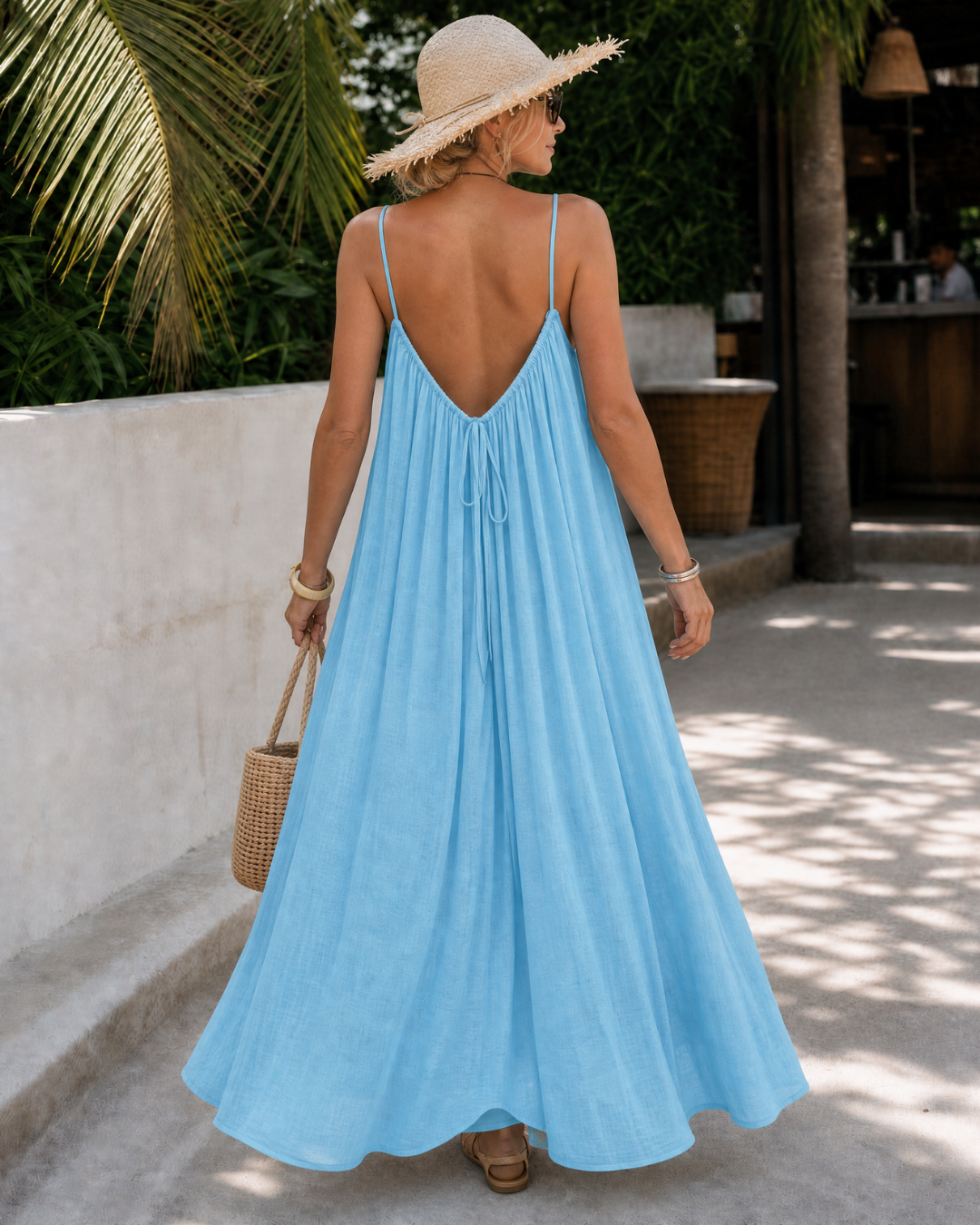Amener | Flowing Sleeveless Strappy Relaxed Midi Dress