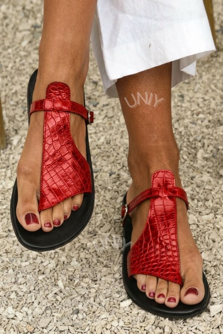 Mackenzie | Crocodile Print Buckle Sandal