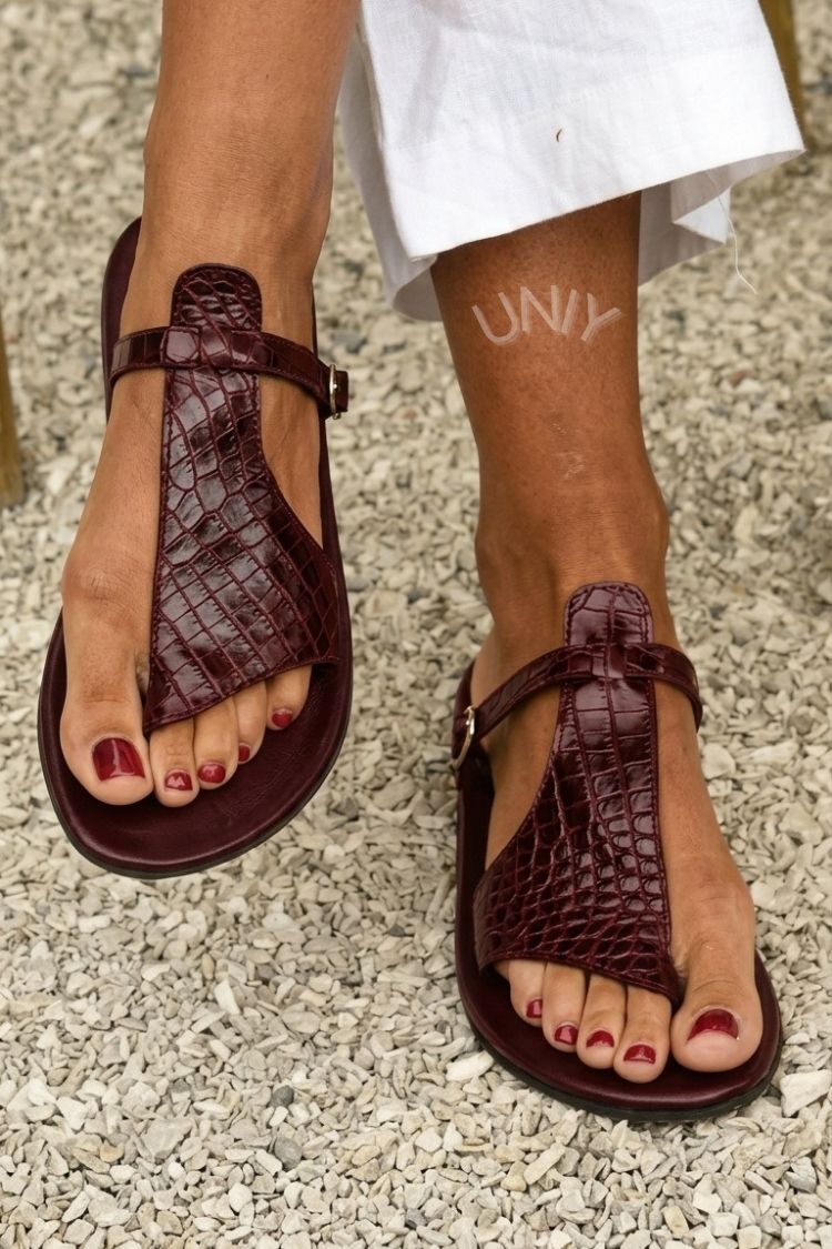 Mackenzie | Crocodile Print Buckle Sandal