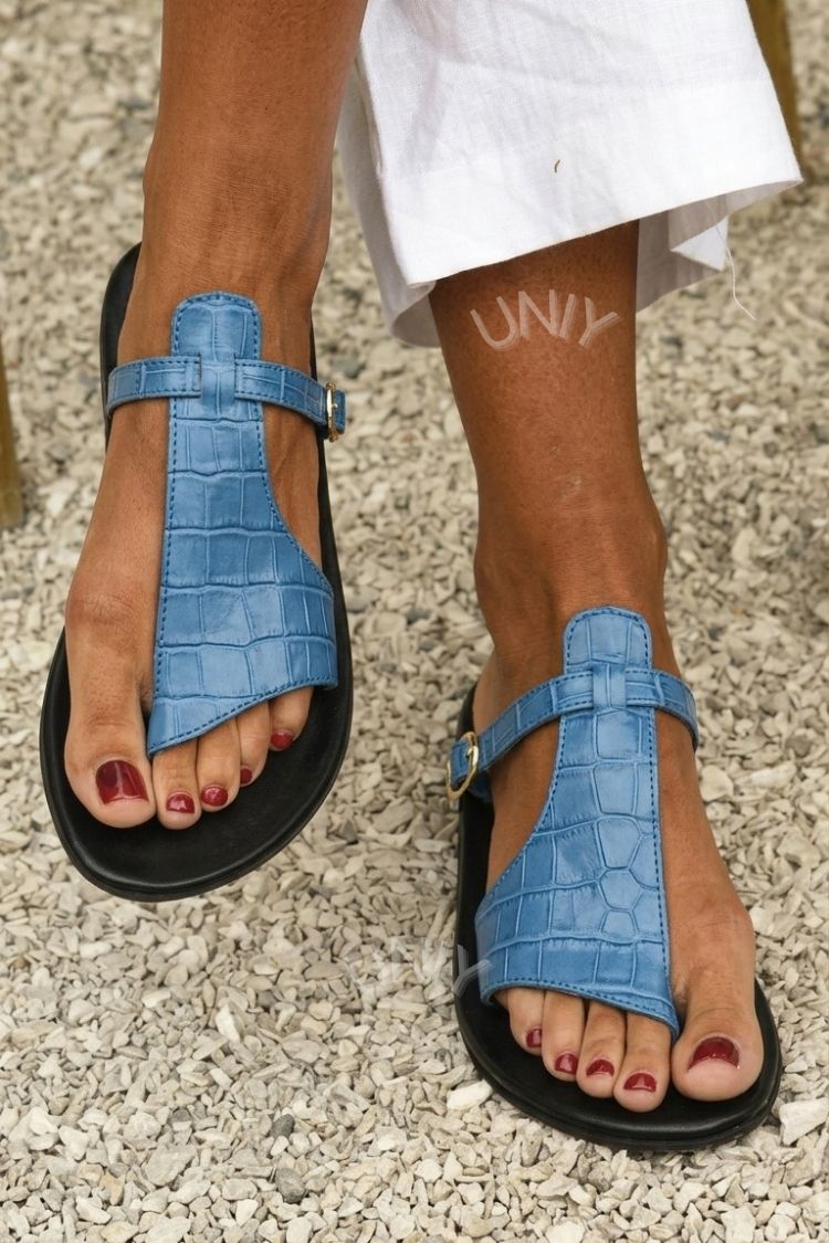 Mackenzie | Crocodile Print Buckle Sandal