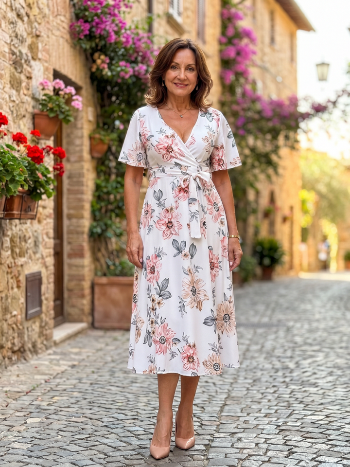 Meer | Floral Wrap Tie Midi Dress