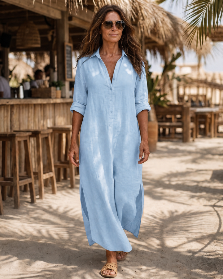 Vipro | Button Front Collared Relaxed Midi Dress
