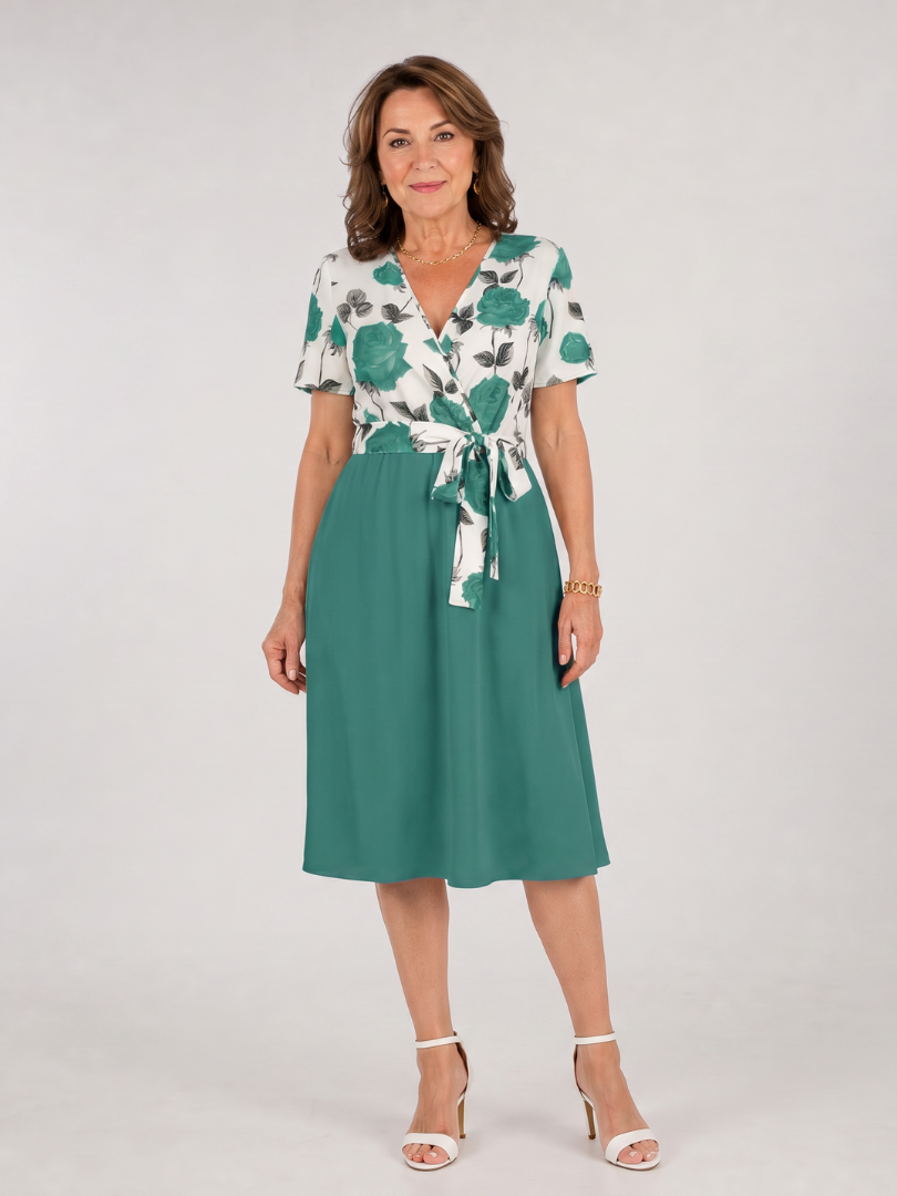 Admen | Floral Tie Waist Midi Dress