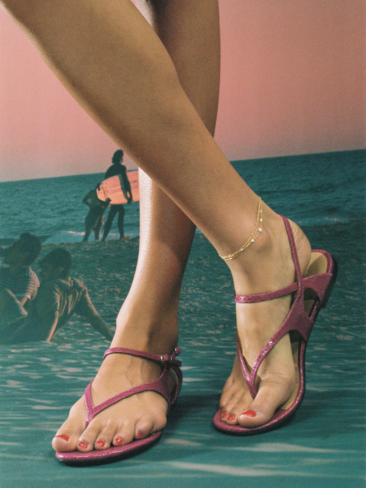 Ines | Flat Embossed Sandals