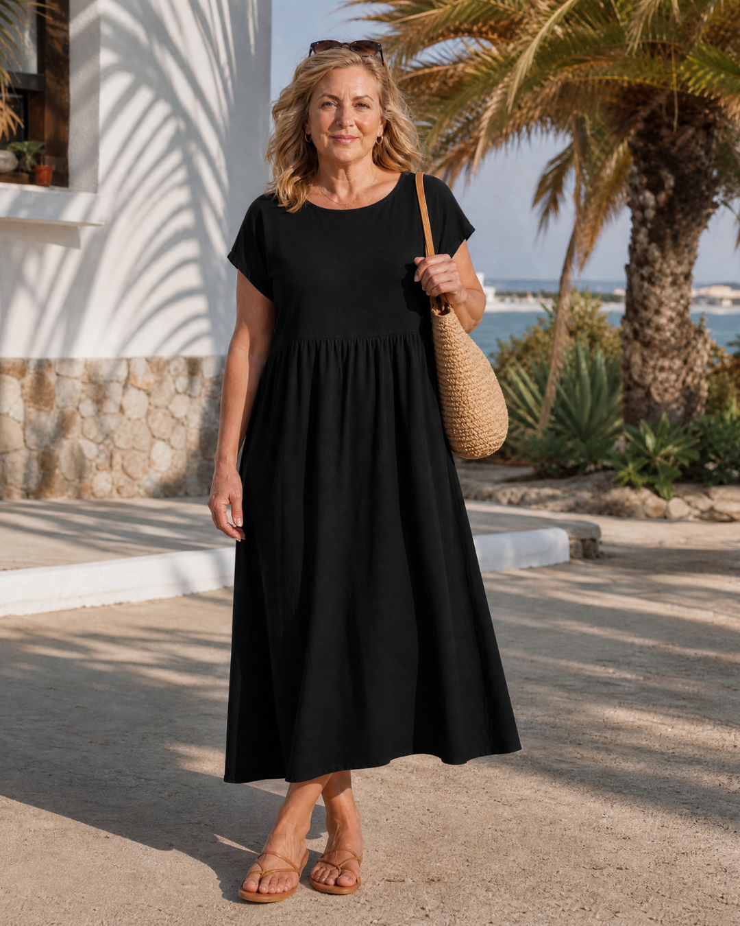 Awaline | Minimal Short Sleeve Relaxed Midi Dress