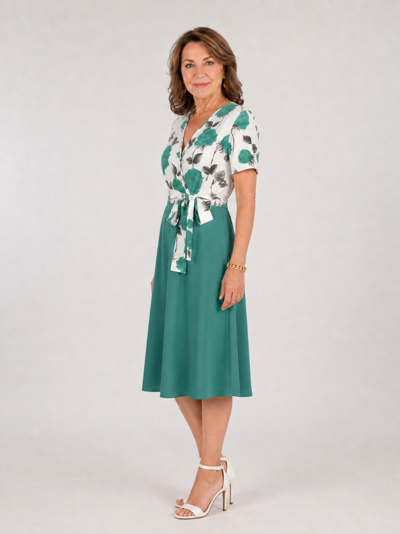 Admen | Floral Tie Waist Midi Dress