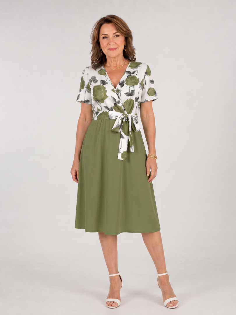 Admen | Floral Tie Waist Midi Dress