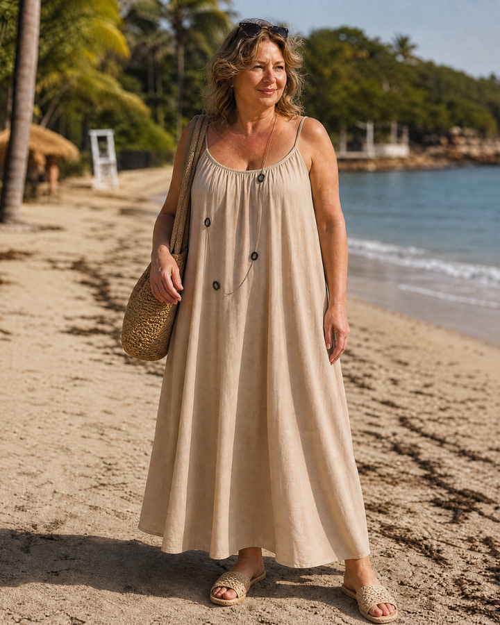 Amener | Flowing Sleeveless Strappy Relaxed Midi Dress