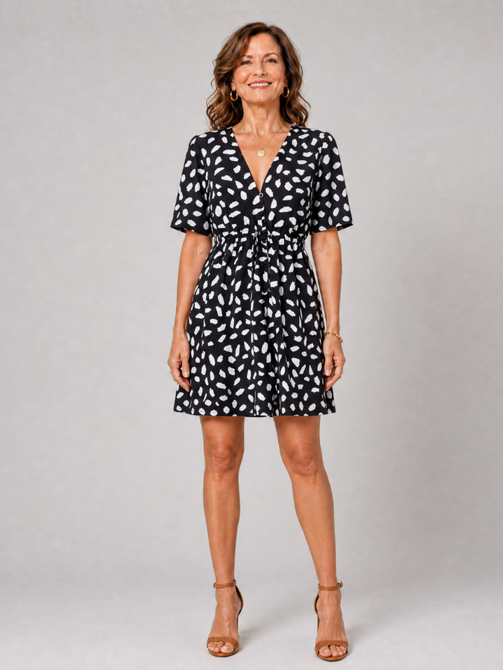 Newmal | Printed Button Front Mini Dress