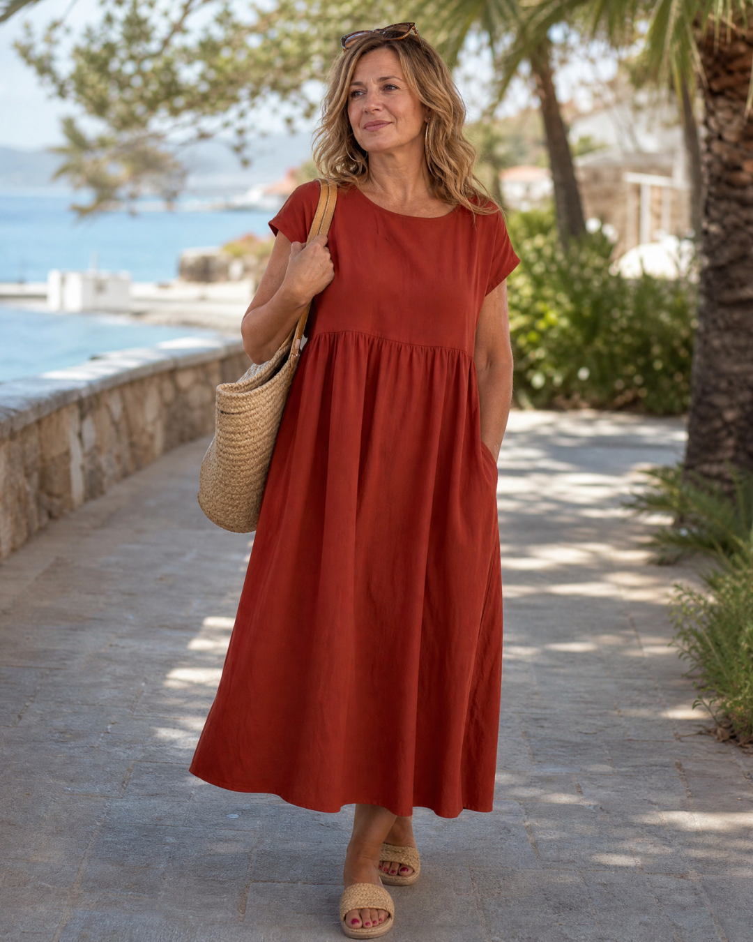 Awaline | Minimal Short Sleeve Relaxed Midi Dress
