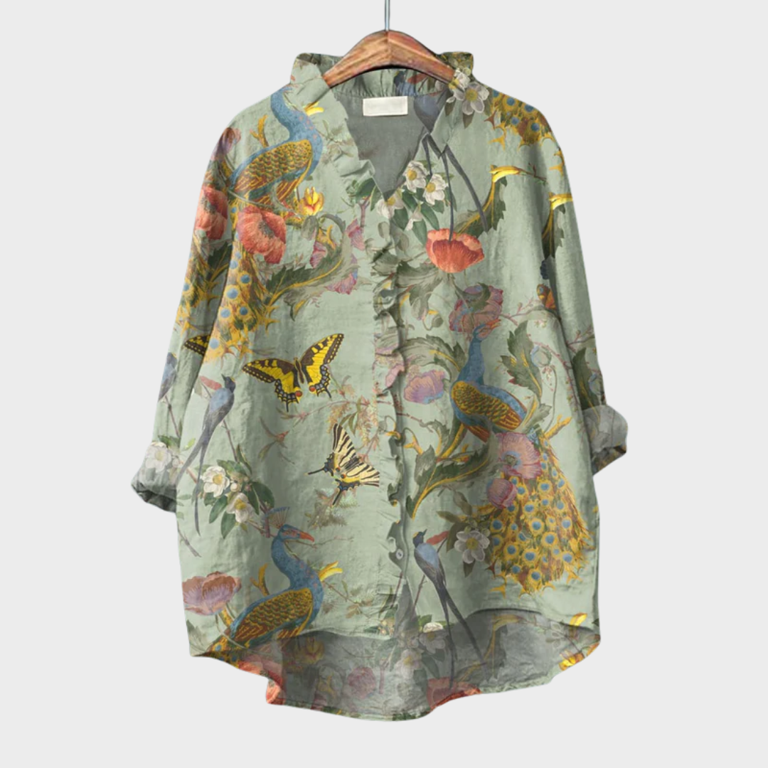 Evelyn - Elegant Linen Summer Blouse