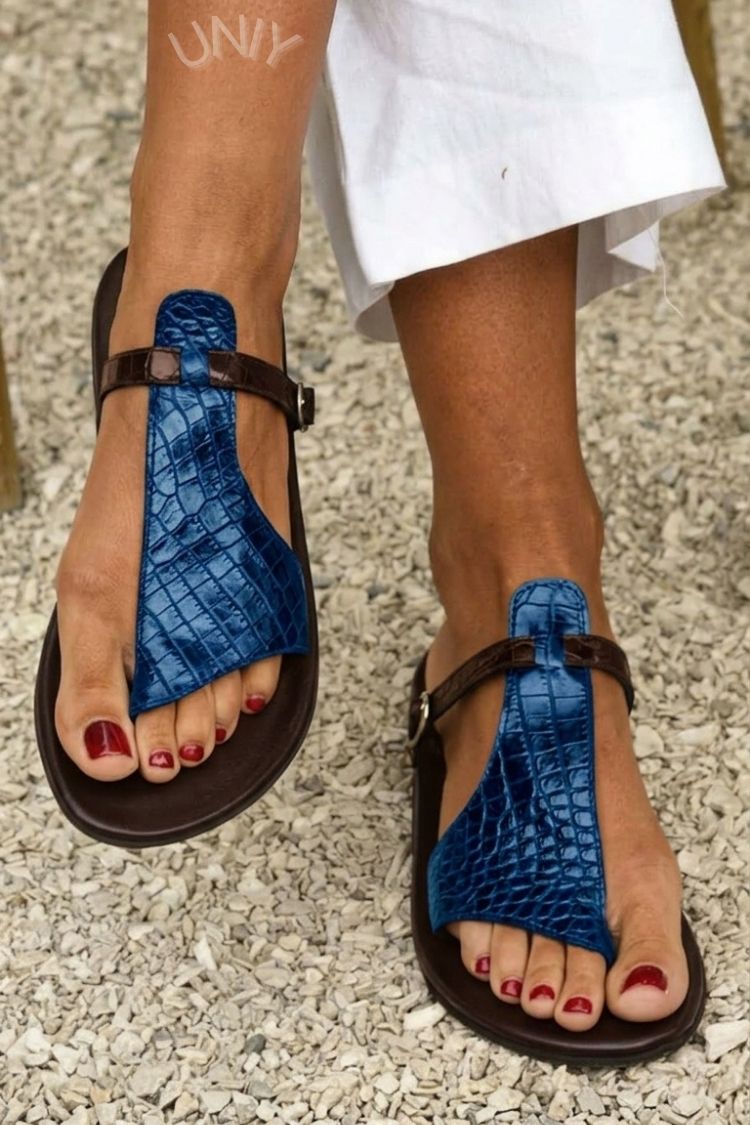 Mackenzie | Crocodile Print Buckle Sandal