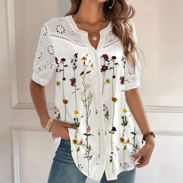 Vivian | Casual Lace Printed Blouse