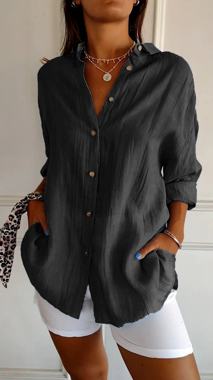 Bea | Women's Linen Oversized Button-Down Collared Shirt