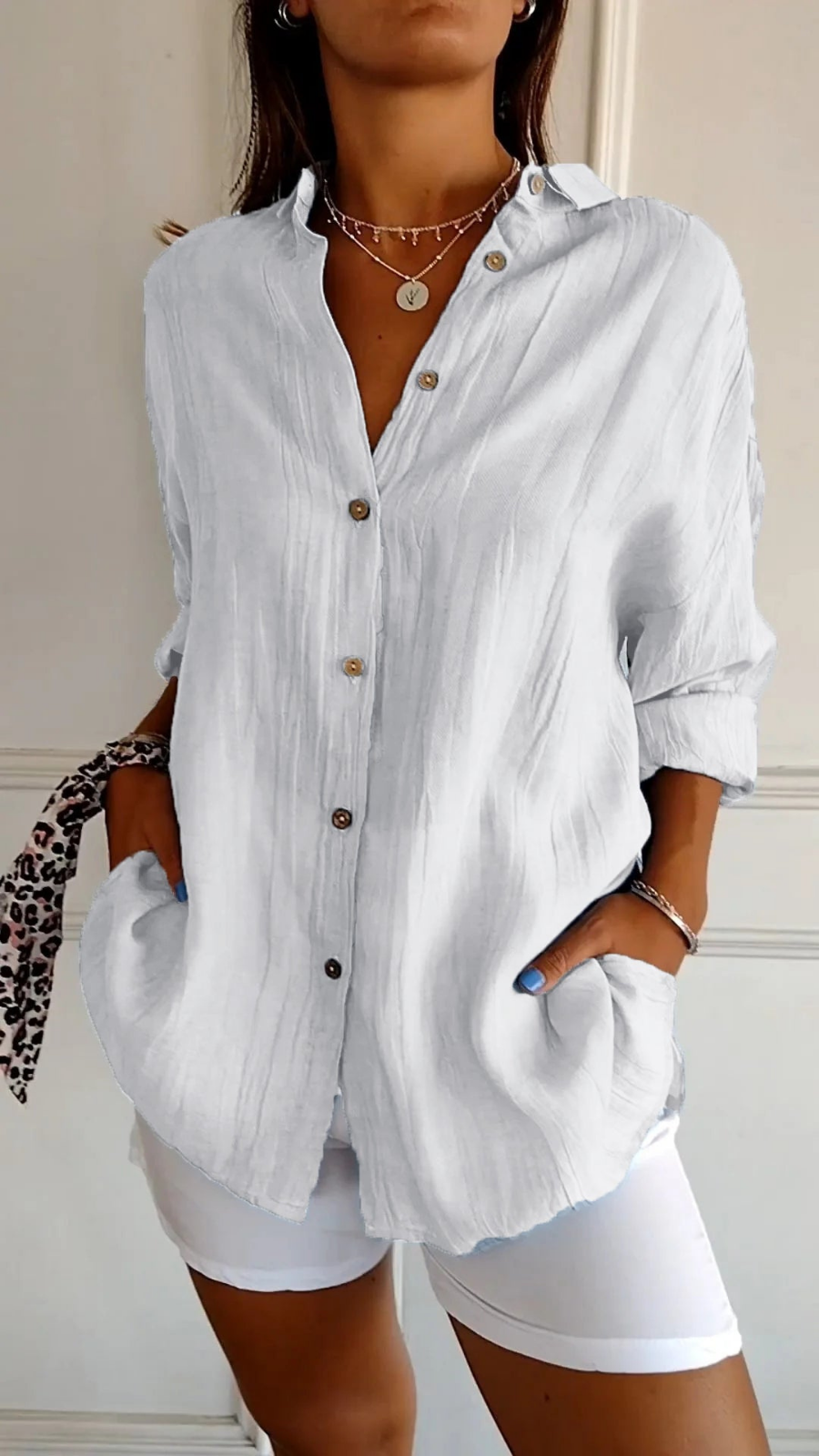 Bea | Women's Linen Oversized Button-Down Collared Shirt