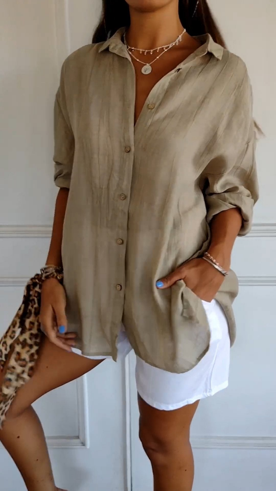 Bea | Women's Linen Oversized Button-Down Collared Shirt