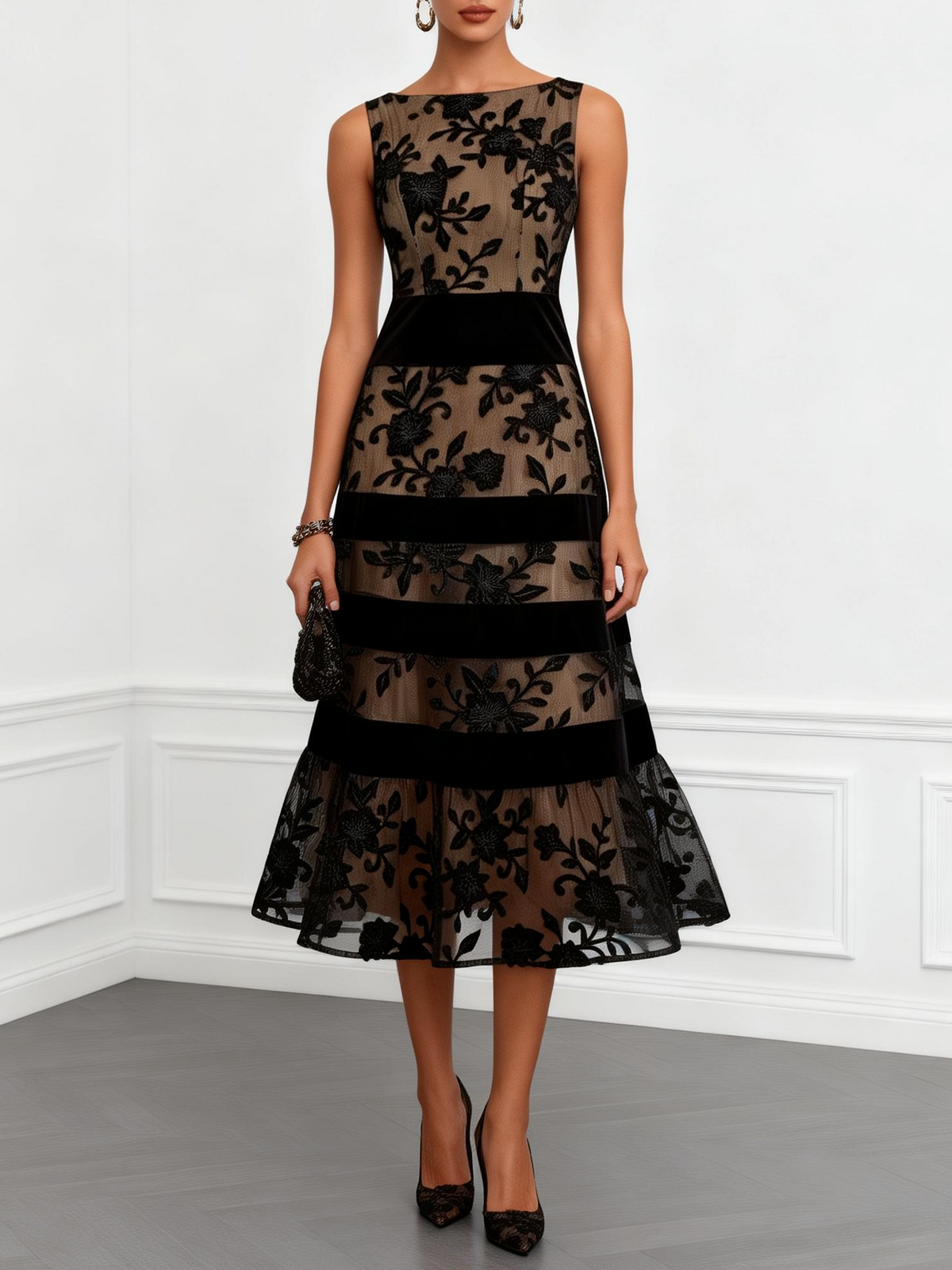 Margot | Floral Detail Midi Dress