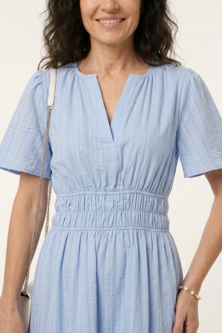 Brielle | V Neck Short Sleeve Tiered Midi Dress