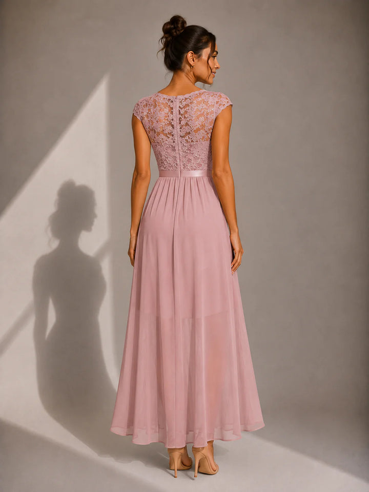 Justyna | A-Line Maxi Dress with Ruffles and Lace
