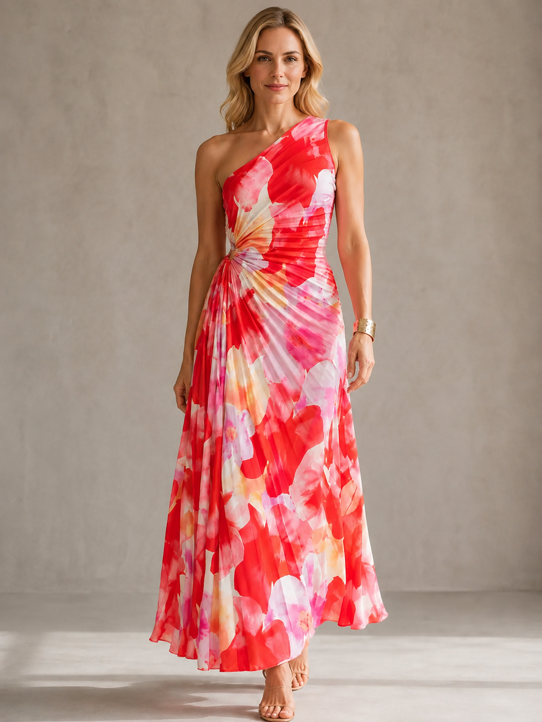 Yanira | Pleated One-Shoulder Dress