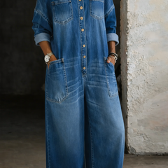 Sophia | Off-Shoulder Denim Jumpsuit - Multicolor