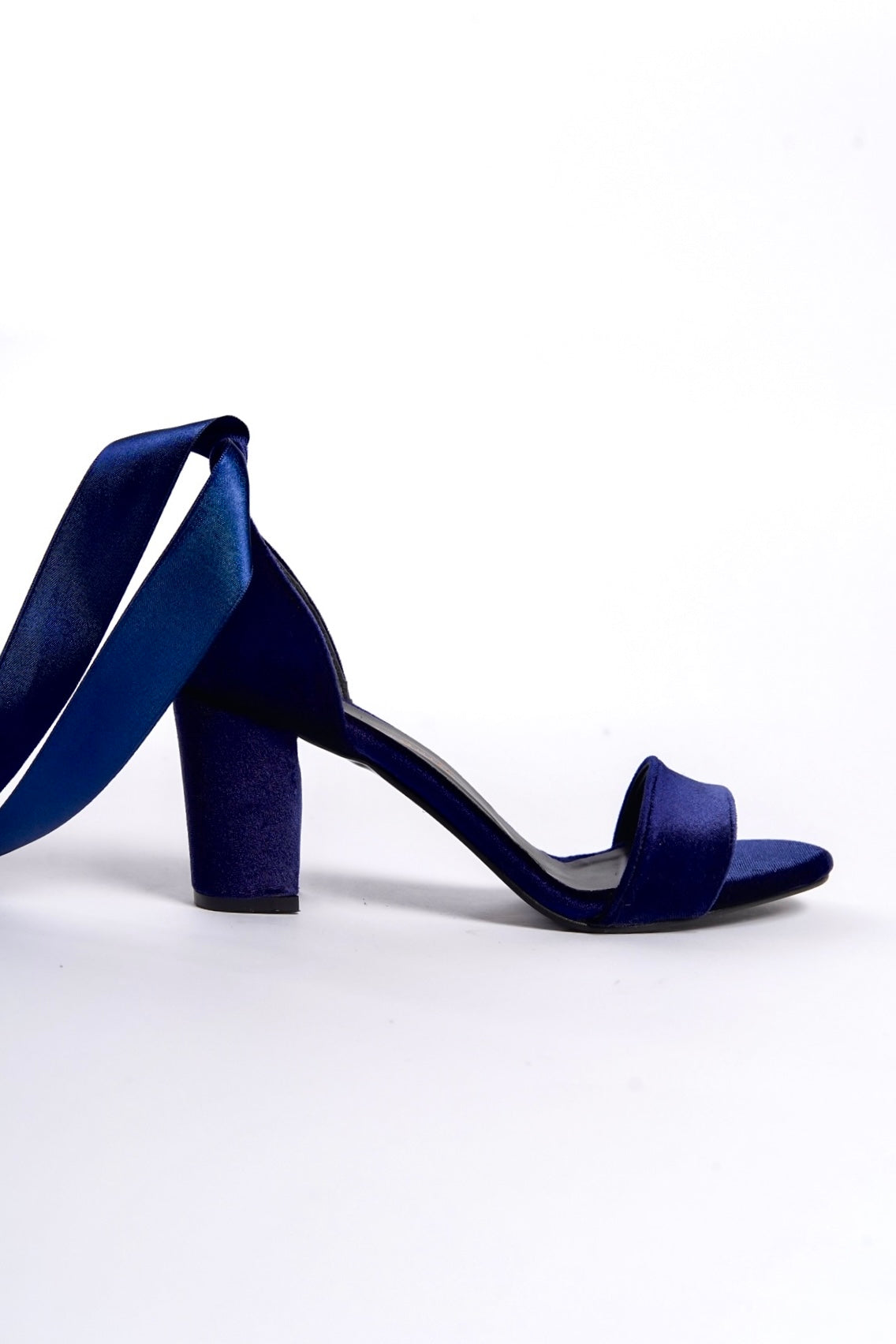 Valentina | Navy Velvet Ribbon Sandals