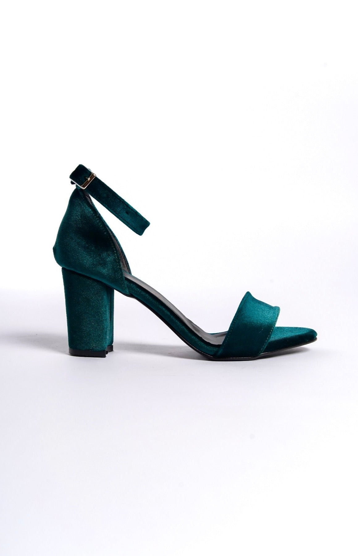 Delphine | Emerald Green Velvet High Heel Sandals