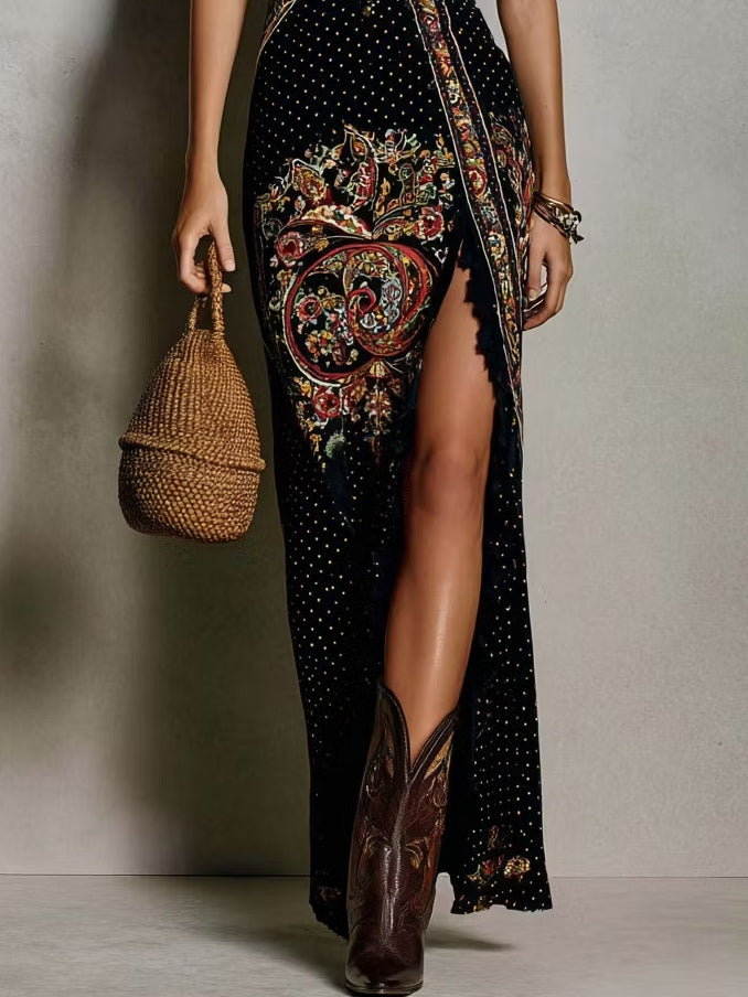 Willow | Deep V-Neck Slit Maxi Dress