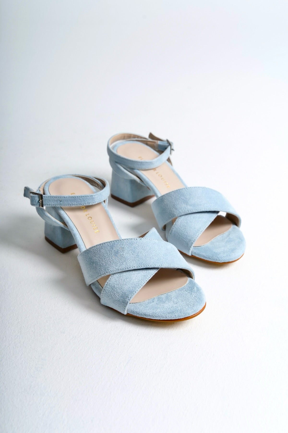 Colette | Baby Blue Suede Mid Heel Sandals