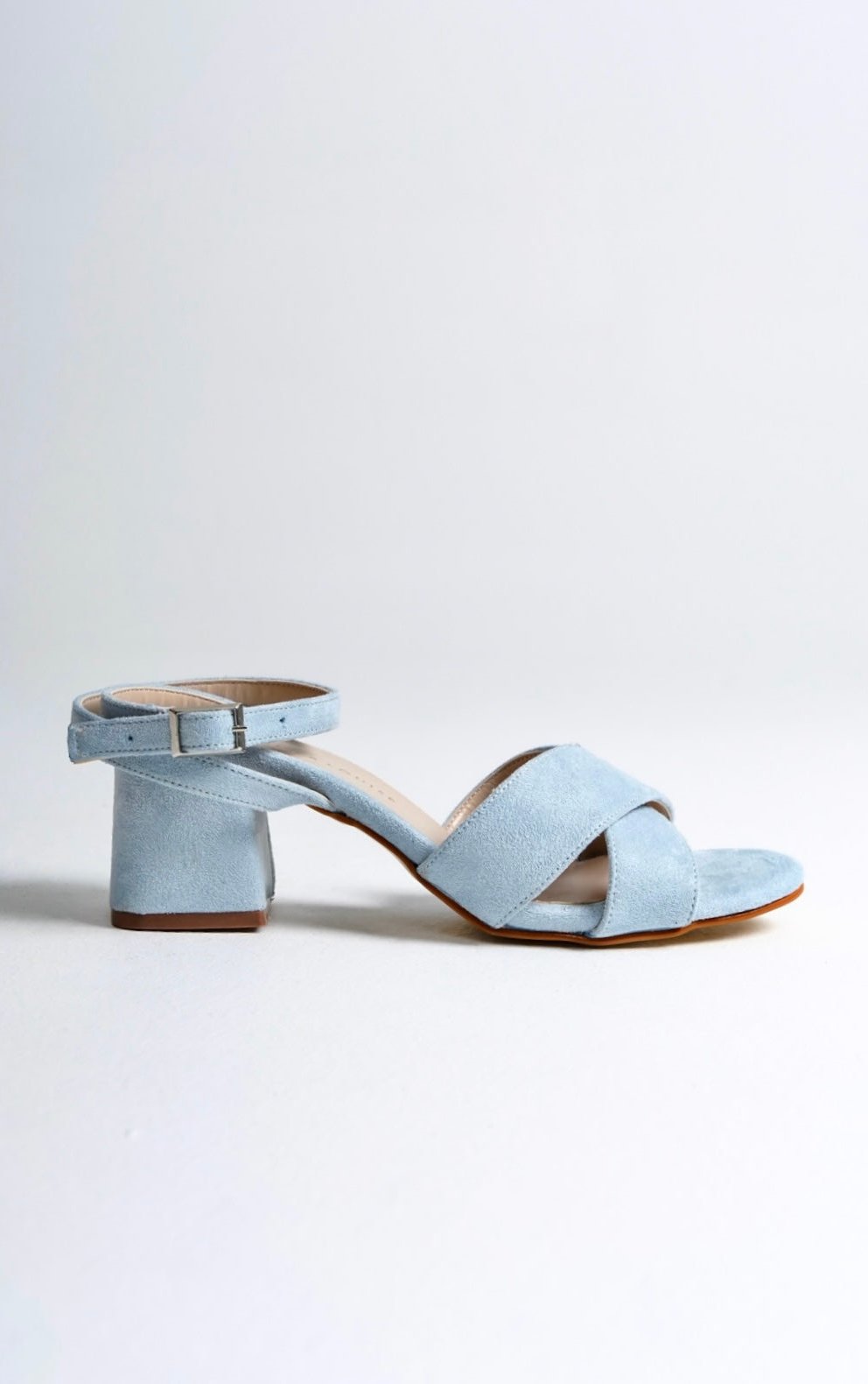 Colette | Baby Blue Suede Mid Heel Sandals